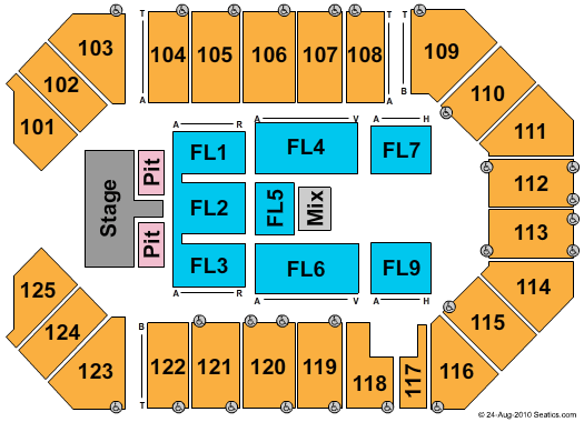 The Corbin Arena - KY End Stage Pit Seating Chart